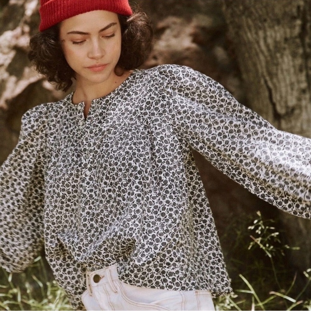 The Great Duet Shirt Medium | Mulberry Print | Balloon Sleeves | Excellent